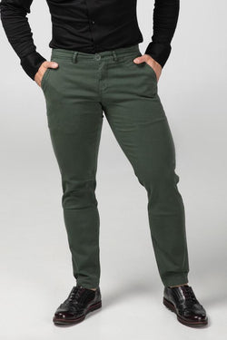 STRAIGHT FIT CHINOS - FOREST GREEN