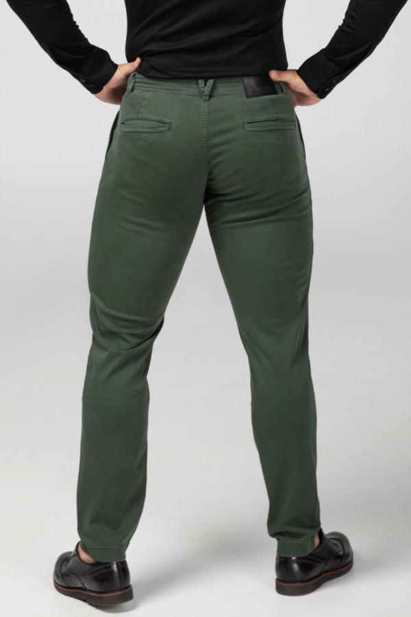 STRAIGHT FIT CHINOS - FOREST GREEN
